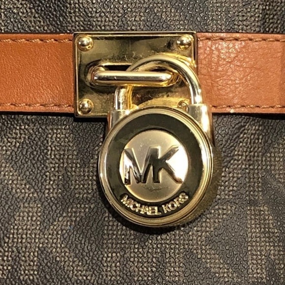 -Michael Kors Hamilton Logo Leather Shoulder Handbag - Picture 9 of 12